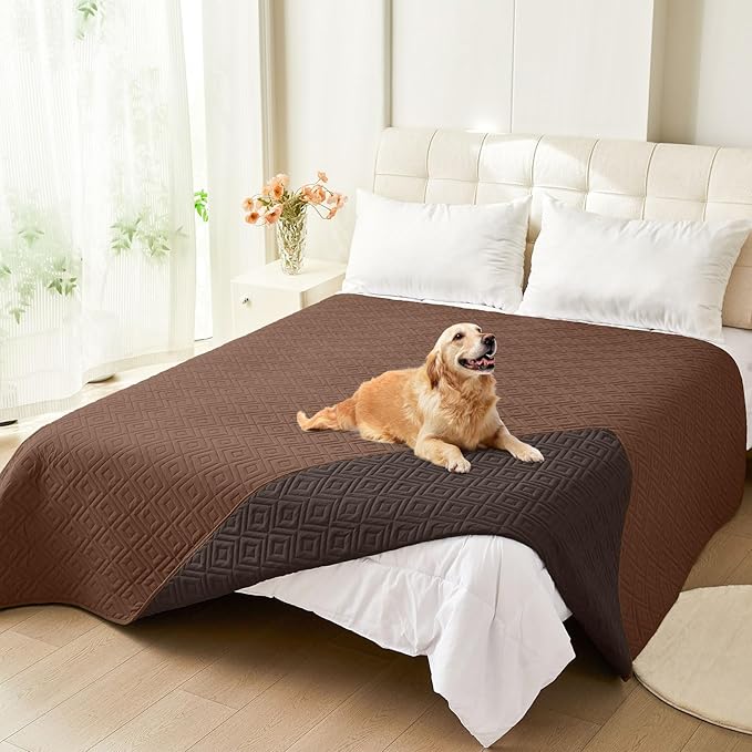 hyha Waterproof Dog Blanket, Soft Pet Bed Blankets, Waterproof Sofa Couch Cover for Dogs Washable, Reversible Pet Couch Covers for Sofa Furniture (68x82 Inch, Brown/Chocolate)