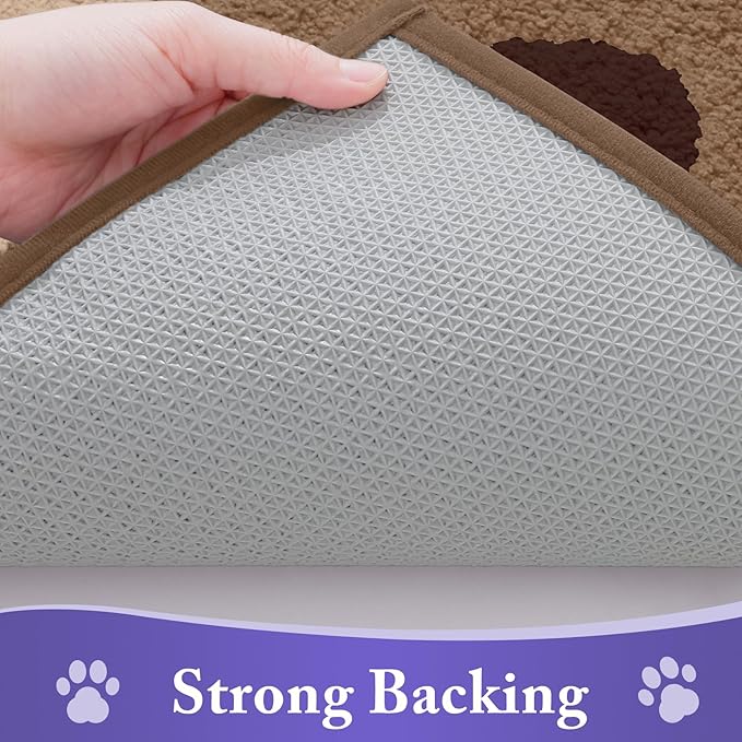 Buganda Dog Door Mat for Muddy Paws, Absorbent Dirt Trapper Non Slip Indoor Doormats, Washable Low-Profile Mat for Mud Dogs, Entryway Carpet for Inside Floor (30x20 Inches, Beige)