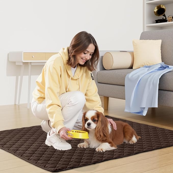 Smiry Waterproof Dog Bed Cover Blanket, Soft Reversible Pet Blanket, Washable Leakproof Cats Dogs Couch Cover for Sofa, Couch, Furniture (30x53 Inch, Chocolate/Dark Grey)