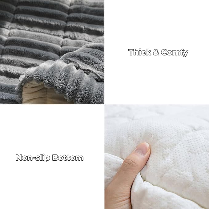 FUNNY FUZZY Pet Couch Covers for Sofa, Flannel Dog Couch Cover for Dogs Washable, Sofa Cover Furniture Protector Pet-Friendly Sofa Cover for Dogs & Kids (Dark Gray, 27.6"×59.1")