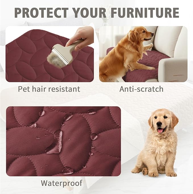 Ameritex Waterproof Pet Bed Cover Anti-Slip Dog Bed Blanket for Sofa and Furniture Waterproof New Pattern Design (Burgundy, 30x90 Inch (Pack of 1))