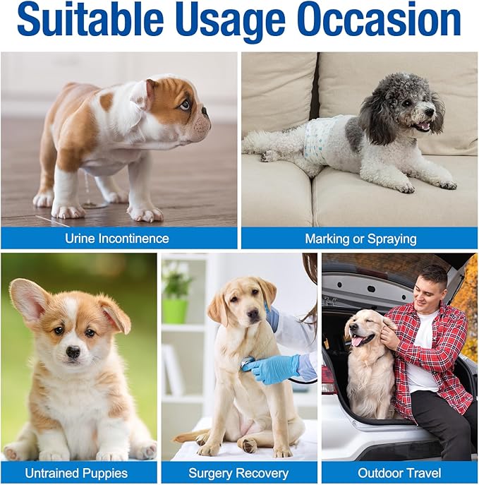 Pet Soft Disposable Male Dog Wraps - Dog Diapers for Male Dogs, Puppy Diapers 12pcs Medium