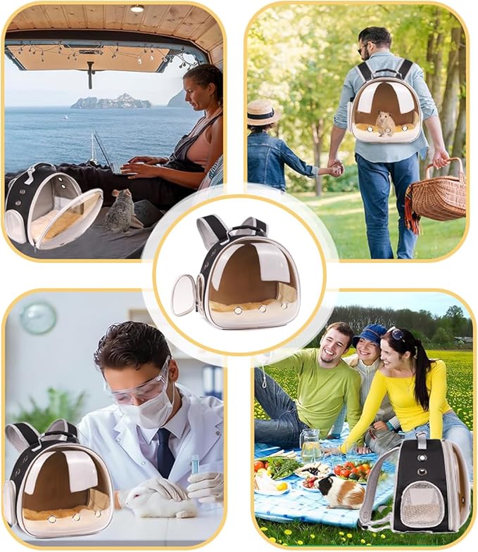 Portable Small Animal Backpack Travel Breathable Pet Carrier Bag Cages for Guinea Pig, Rabbit, Bearded Dragon, Squirrel, Tortoise, Bird, Lizard, Sugar Glider