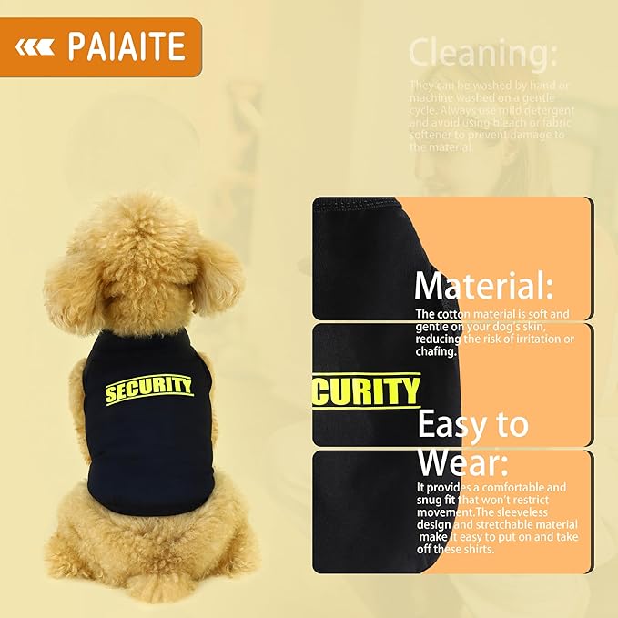 Discover Cozy Cotton Canine Wear: Soft, Lightweight, and Breathable Dog Shirt Vest with Eye-Catching Graphics(Security), Keeping Your Furry Friend Warm and Comfy! Grey XXL