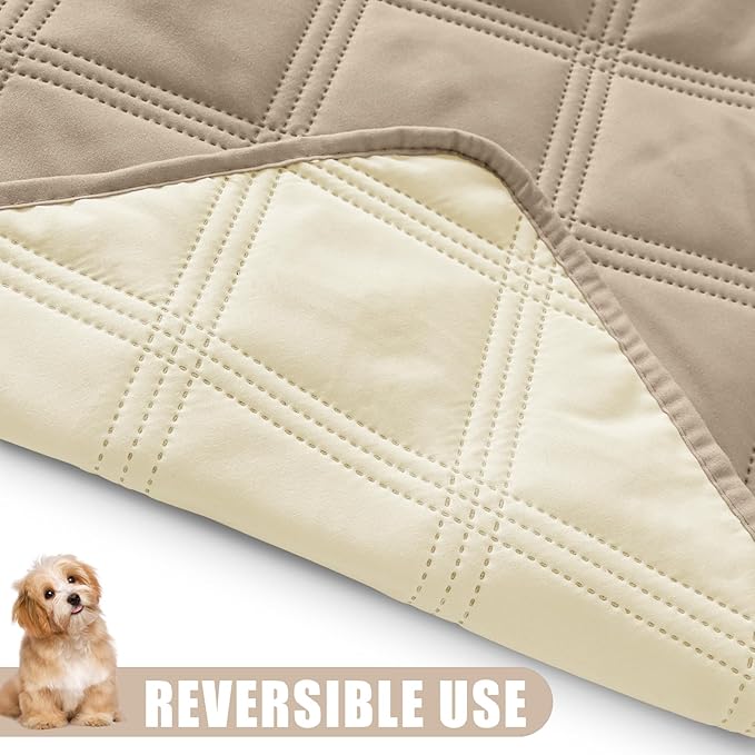 Smiry Waterproof Dog Bed Cover Blanket 40x80, Soft Reversible Pet Blanket, Washable Leakproof Cats Dogs Couch Cover for Sofa, Couch, Furniture, Taupe/Beige