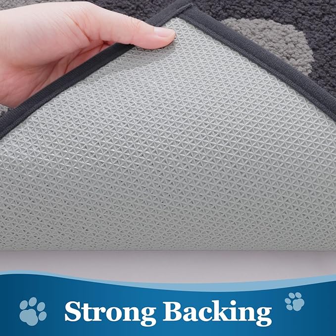 Buganda Dog Door Mat for Muddy Paws, Absorbent Dirt Trapper Washable Indoor Doormats, Non Slip Low-Profile Mud Mat for Dogs, Front Entrance Doormat for Inside Floor (70x24 Inches, Dark Grey)