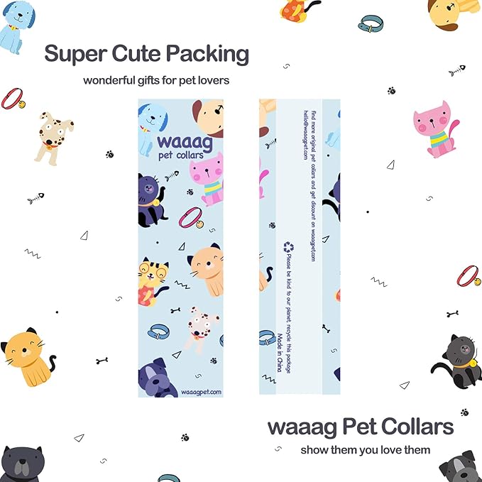 WAAAG Cat Collars, Gold Moons and Stars Cat Collar, Safety Breakaway Cat Collar, Glow in The Dark (Kitten 6.5"-10" Neck, Lavender)