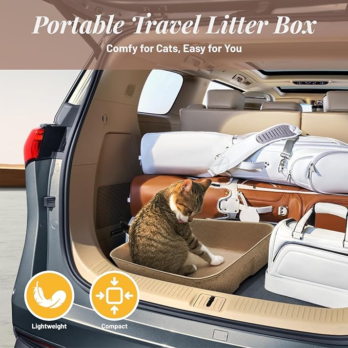 6 Pack Disposable Cat Litter Boxes, Durable Leak-Proof Cardboard Kitty Litter Trays for Temporary Use, Litter Box Liners & Travel, Ideal for Picky Cats
