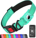 Airtag Dog Collar with AirTag Holder for Puppy Small Dogs, Reflective, Soft Padded & Safety Locking Buckle, Nylon Pet Collars Adjustable for All Breeds, Teal,XS