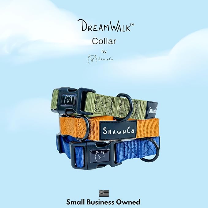 ShawnCo Dream Walk Dog Collar- Premium, Adjustable and Comfortable Pet Collar for Small, Medium, Large and Extra Large Dogs (S, Olive Green)