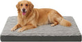 Orthopedic Dog Beds Large Sized Dog – Waterproof Plush Pet Mattress with Removable Washable Cover, Non-Slip Bottom, Memory Foam Mat for Crate, 35x22 Inch, Grey