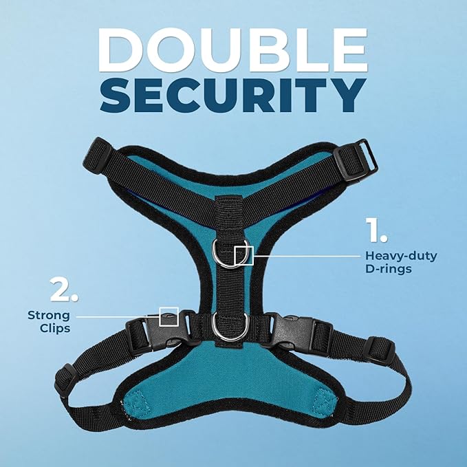 Voyager Step-in Pet Harness - All Weather Mesh, Adjustable Step in Harness for Cats and Dogs by Best Pet Supplies - Turquoise/Black Trim, M