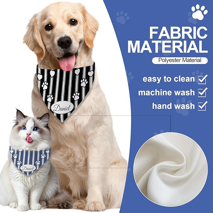 Personalized Dog Bandana Custom Name & Design, Premium Custom Dog Bandana for Small Medium Large Dogs, Soft Fabric Pet Scarf Personalized Pet Accessories Gift (Premium Elegant, Small)