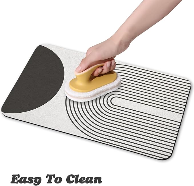 Dog Food Mats for Floors Waterproof, Cat Water Bowl Mats Pet Feeding Absorbent Mat Placemats for Food and Water Black Bohemia 17 * 30 inch