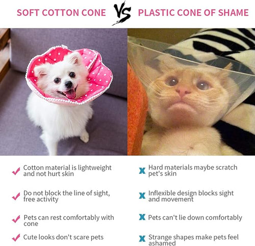 Adjustable Dog Cat Cone,Soft Recovery Cat Cone Collar,Dog Protective Collar for Cats Surgery,Pink,Small,Medium (Pink, Medium)