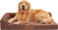 Orthopedic Dog Beds for Large Dogs, Memory Foam Dog Beds Large Sized Dogs, Washable Removable Cover, Nonskid Bottom, Waterproof, for Indoor, Outdoor, Crate ＆ Car Use, 36x27x6 Inches, Brown Grey