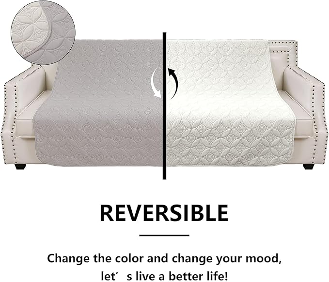 Waterproof Dog Blanket, 30x30 inches Small Pet Couch Covers for Sofa, Chair Bed Furniture Protector from Dogs Washable and Reversible-Lightgrey+Cream