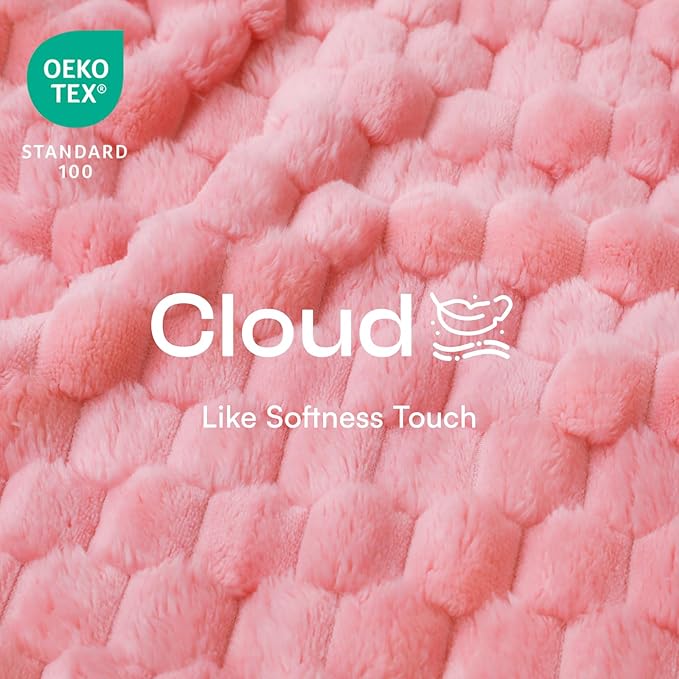 Luciphia Soft 300GSM Fleece Pet Blanket for Small Medium Large Dogs Washable 3D Textured Flannel Cat Puppy Decorative Furniture Protector Throw Durable Pink, XL(57''x40'')