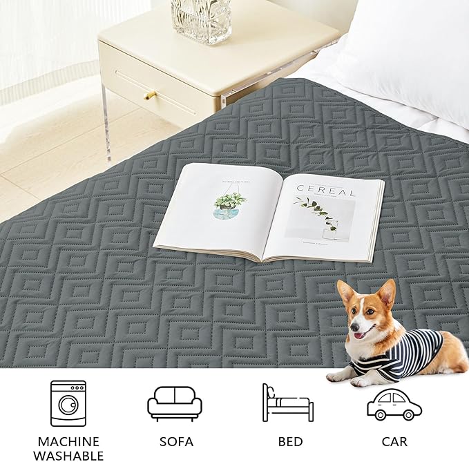 hyha Waterproof Dog Blanket, Soft Dog Bed Cover Pet Blankets, Waterproof Sofa Couch Cover for Dogs Washable, Reversible Pet Couch Covers for Sofa Furniture (40x70 Inch, Dark Grey/Dark Grey)