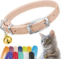 CollarDirect Leather Cat Collar with Removable Bell (Beige, 8-11 Inch)