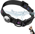 Dog Collar with Airtag Holder, IP67 Waterproof Reflective AirTag Dog Collars for Medium & Large Dogs, Adjustable Pet Collar with Twist-Lock Holder & Green Glow for Night (XL, 18.1"-27.95", Black)