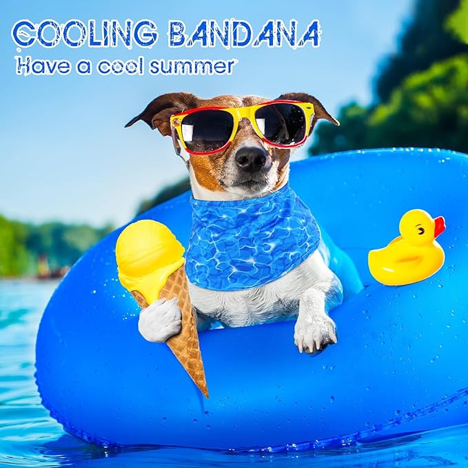 Talltalk 5 Pieces Dog Cooling Bandanas Neck Wraps Ice Scarf Pet Dog Cooling Collar Hunting Training Hiking Camping Accessories for Summer(XL)