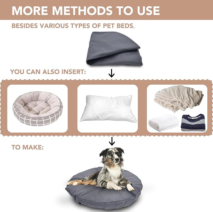 Dog Bed Cover Waterproof Replacement Machine Washable Covers for Dog Bed Heavy Duty Scratch Resistant Mattress Protector Pet Bed Round 24x24 Inch Cover Only