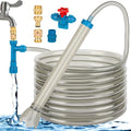 fishkeeper 25FT/50FT Aquarium Gravel Vacuum Water Changer - Flow Adjustable Faucet Universal Siphon Quick Pump with 6 Adapters, Bucket-Free Fish Tank Cleaner for Drain & Fill (2025 New)
