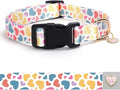 Love Pattern Dog Collar with Buckle Adjustable Safety Nylon Collars for Small Medium Large Dogs, Cute Stylish Girl Boy Christmas Dog Collar(White Heart,XL)