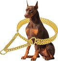 Stainless Steel 18K Gold Dog Collar - Adjustable, Chew Proof Cuban Link Chain Collar for Large, Small, Medium Dogs (XL 26" -28")