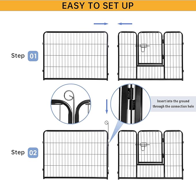 BestPet | Dog Playpen | 24 Inch, 32 Panels | Heavy Duty Metal Pet Exercise Pen | Indoor Outdoor Fence Panels | Rust-Resistant, Removable, Tool-Free Setup | Anti-Skid, Expandable Design