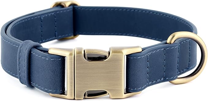 Plutus Pet Genuine Leather Dog Collar – Adjustable Pet Collar with Quick Release Metal Buckle, Soft Real Leather for Small Medium Large Dogs, Heavy Duty & Skin-Friendly (Royal Blue, XS)