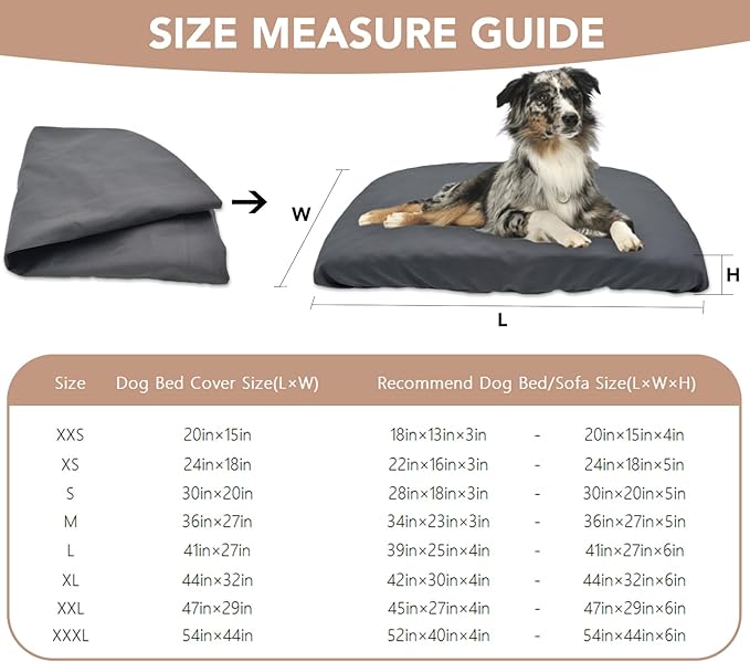 Dog Bed Cover Waterproof Replacement Machine Washable Covers for 41x27 Inch Dog Bed Heavy Duty Scratch Resistant Mattress Protector Pet Bed Cover Only Grey