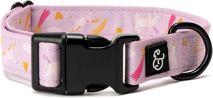 Lucy & Co. Unicorn Magic Dog Collar - Durable Lightweight Designer Collar for Pets - Adjustable Metal Safety Buckle (Medium, Purple & Pink Unicorns)