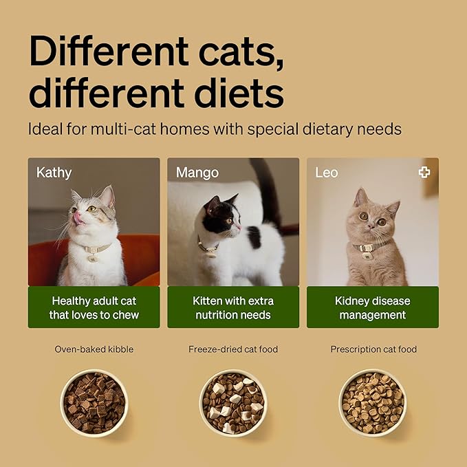 PETLIBRO Automatic Cat Feeders for 2 Cats, RFID Collar Tag for Exclusive Meals, Cats Recognition to Stop Food Stealing, Diet Tracking for Multi-Pet Homes and Different Diets, Pet Feeder Pack of 2