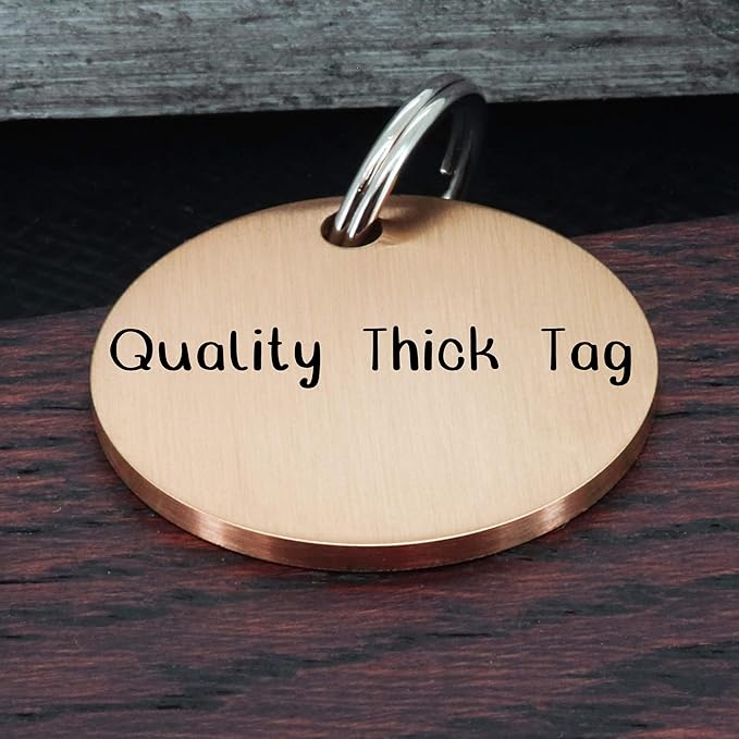 Ultra Joys Stainless Steel Personalized Dog & Cat Tags, Custom Engraving Front & Back, Round Tag Vine Design 2, Rose Small