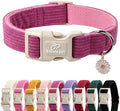 Cute Corduroy Dog Collar - Fuchsia Adjustable Dog Collars for Large Dogs 50-80lbs, Fade-Proof with Secure Snap & Little Charm, Christmas Birthday Gift, L