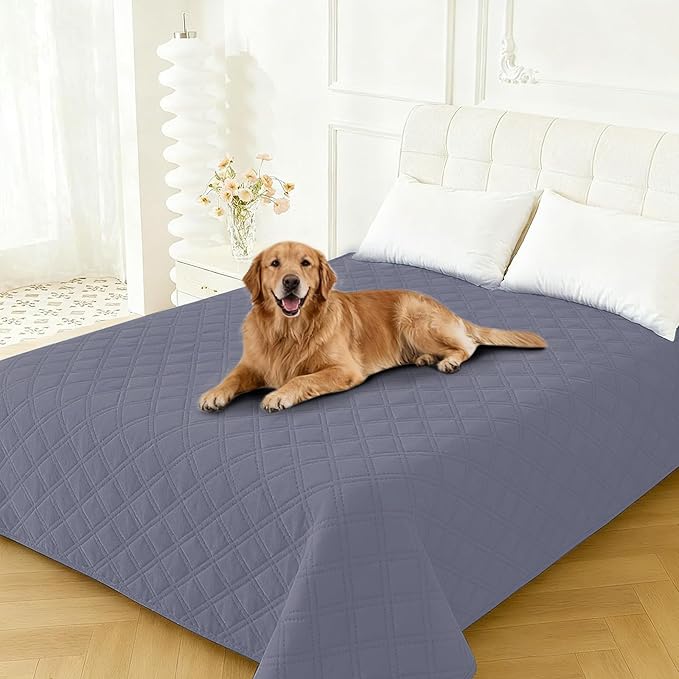 Waterproof Dog Bed Cover Pet Blanket, Soft Couch Cover for Dogs Washable, Non-Slip Dog Blanket Protect Furniture Couch Sofa Car for Puppy Large Dogs Cat (52x82 Inch, Grey Blue)