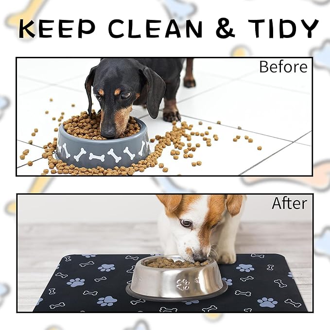 Pet Cat Dog Food Mat Non Slip Mat for Dog Water Bowl Mat Quick Dry Absorbent Cat Feeding Mat, 32 * 17 in, Brown