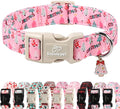 Christmas Dog Collar for Medium Dogs - Cute Xmas Tree Print Pink Christmas Collars for Dogs, Soft Adjustable Winter Holiday Dog Collars with Quick Release Buckle M
