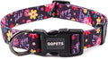QQPETS Adjustable Soft Dog Collar: Print Flower Pink Multicolor Cute Patterns for XS Small Medium Large Pet Girl Boy Puppy Walking Running Training (M, Elegant Purple)