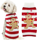 Dog Christmas Sweater Xmas Pet Clothes Cute Striped Gingerbread Man Costume Holiday Puppy Cat Jumpers Outfits New Year Gifts for Small Medium Large Dogs(Red Gingerbread Man,L)
