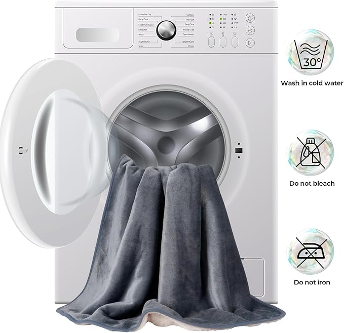Sunheir Waterproof Blanket for King Size Bed, 108"x86" Reversible Soft Sherpa Fleece Flannel Throw, Leakproof Spill-Proof Dog Pet Blanket, Furniture & Sofa Protector, Camping, Travel, Grey