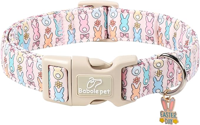 Easter Dog Collar for Puppy Small Dogs - Pastel Easter Bunny Collars for Female Dogs, Cute Spring Girl Dog Collar, Lightweight Adjustable Cartoon Holiday Pet Collars XS