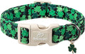 St Patricks Day Dog Collar for Puppy Small Dogs - Green Lucky Clover Dog Collars, Lightweight Adjustable Irish Festival Shamrock Dogs Collars with Quick Release Buckle XS