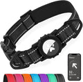 Joytale Airtag Dog Collar, Dual D-Rings, Reflective Pet Collar with Waterproof AirTag Holder, Soft Padded Adjustable for Medium Dogs, Black, M