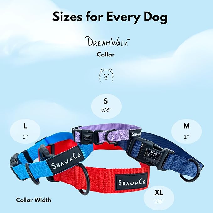 ShawnCo Dream Walk Dog Collar- Premium, Adjustable and Comfortable Pet Collar for Small, Medium, Large and Extra Large Dogs (S, Moonglow)