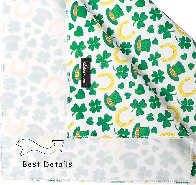 ARING PET St Patrick's Day Dog Bandana, Cute Green Shamrocks Pet Bandanas Scarf Triangle Bibs Handkerchief for Puppy Small Medium Large Boy Girl Dogs-L