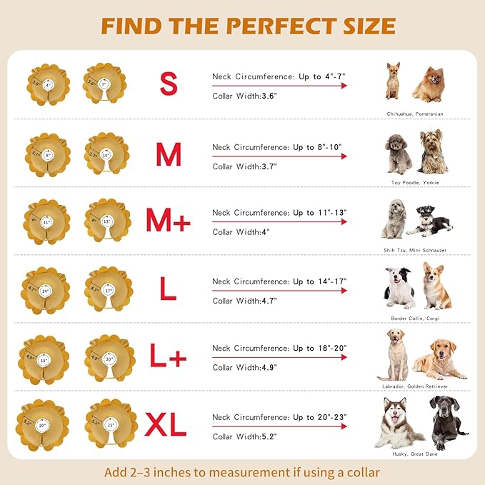 IEUUMLER Inflatable Recovery Dog Collar, Protective Donut Cone, Adjustable Soft Collar for Dog and Cat After Surgery Prevent from Biting & Scratching EU002 - Sunflower L+
