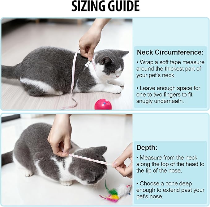Depets Cat Cone Collar Soft, Adjustable Lightweight Cat Recovery E Collar to Stop Licking for Kitten Puppies Rabbits, Waterproof Pet Cone for Small Animal After Surgery Grooming, Neck Girth 7 in